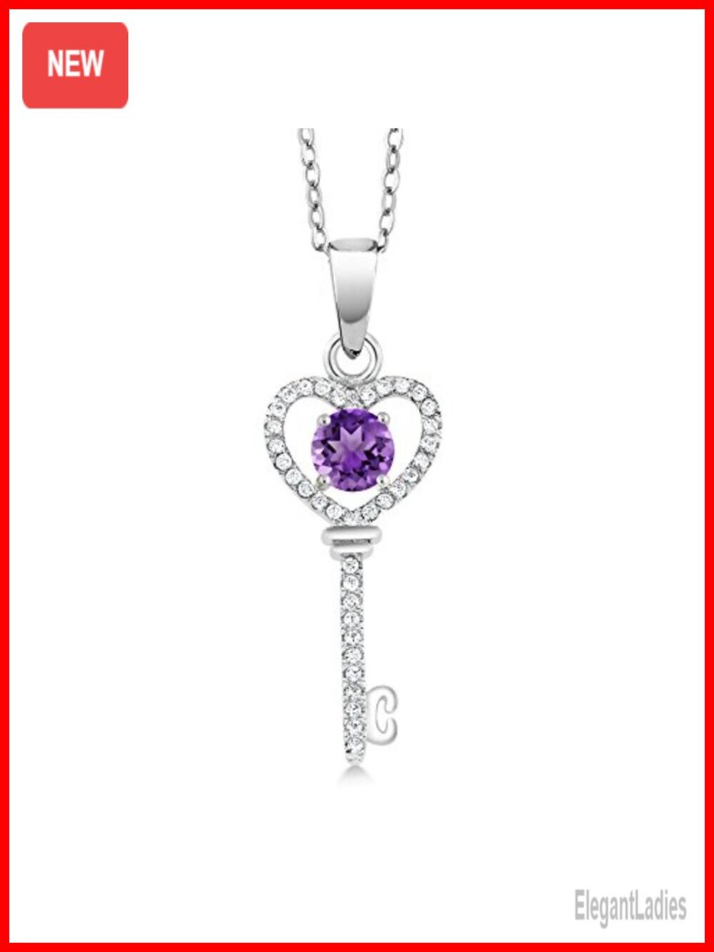 Gemstone King Heart Key Pendant Necklace 925 Sterling Silver 5MM Birthstone 18